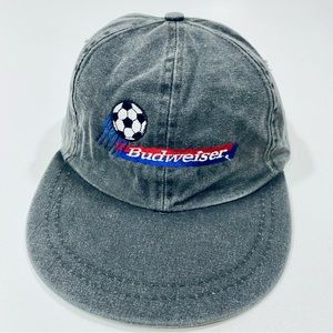 Vintage Budweiser Soccer Hat 90s Strapback Cap Beer